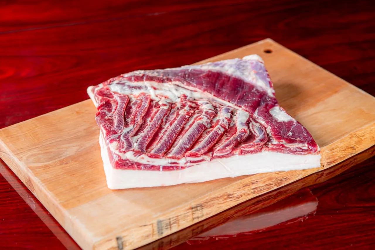 Yamato wild boar belly slices in Gibier Kobo Yamato’s original product photograph.
